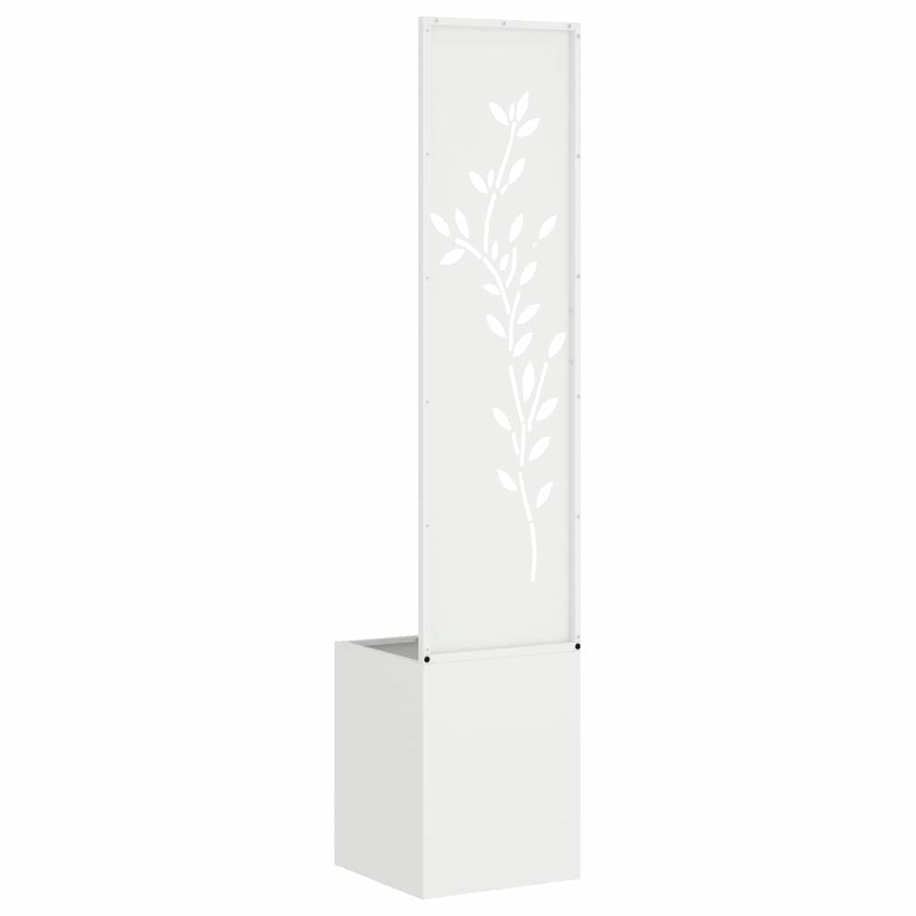 Hageprivat skjerm Blomster Hvit 32 x 140 cm Kaldvalsestål