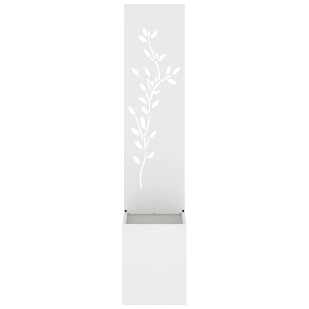 Hageprivat skjerm Blomster Hvit 32 x 140 cm Kaldvalsestål