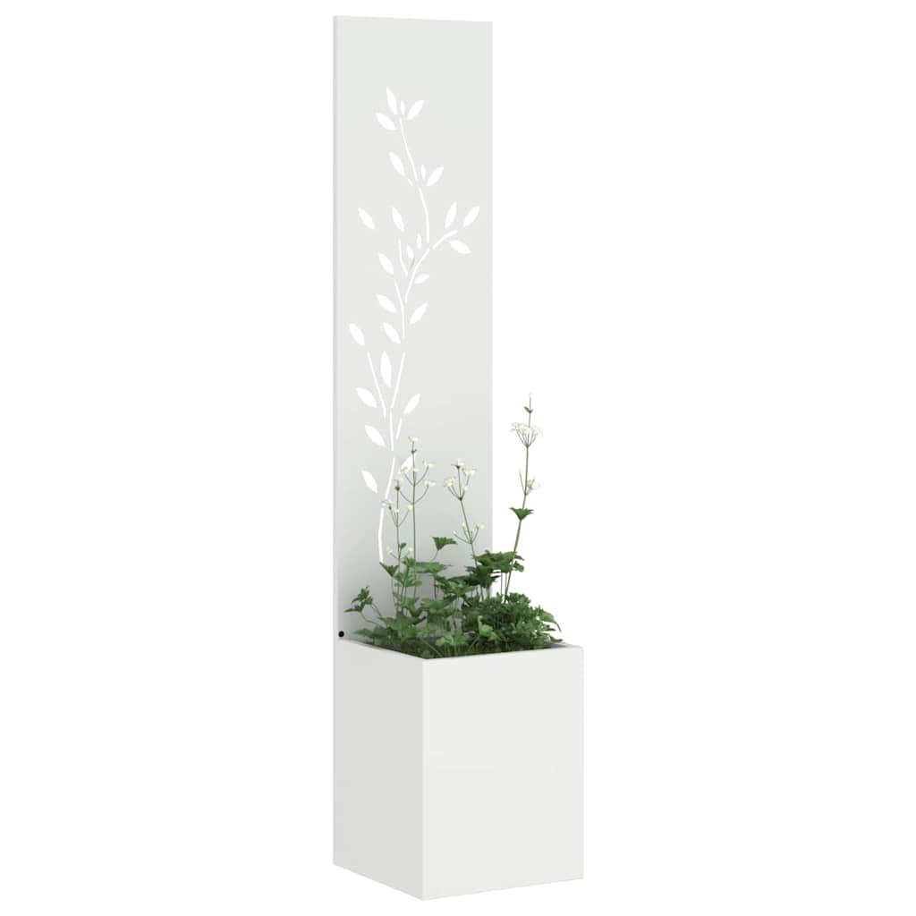 Hageprivat skjerm Blomster Hvit 32 x 140 cm Kaldvalsestål
