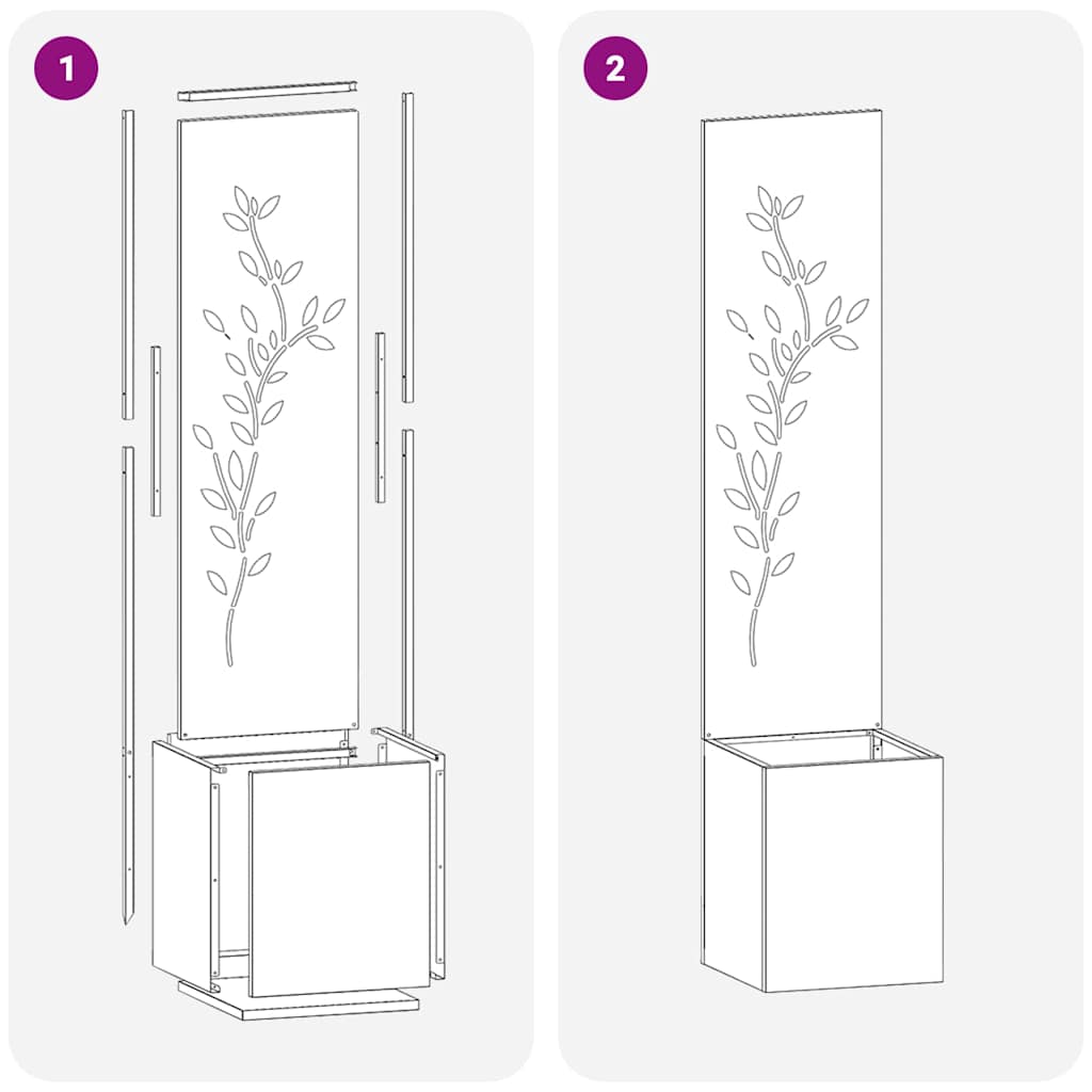 Hageprivat skjerm Blomster Antrasitt 32 x 140 cm Kaldvalsestål