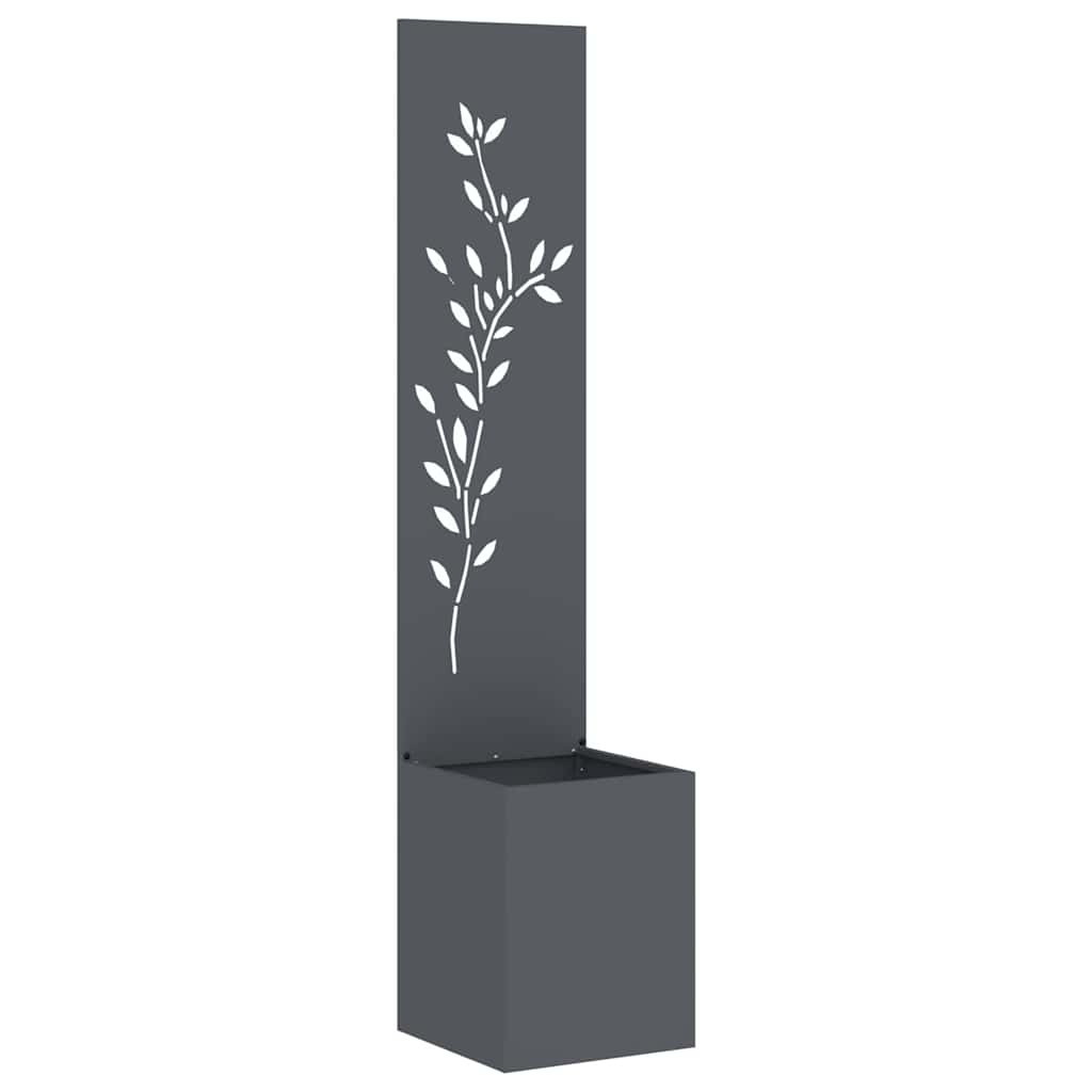 Hageprivat skjerm Blomster Antrasitt 32 x 140 cm Kaldvalsestål