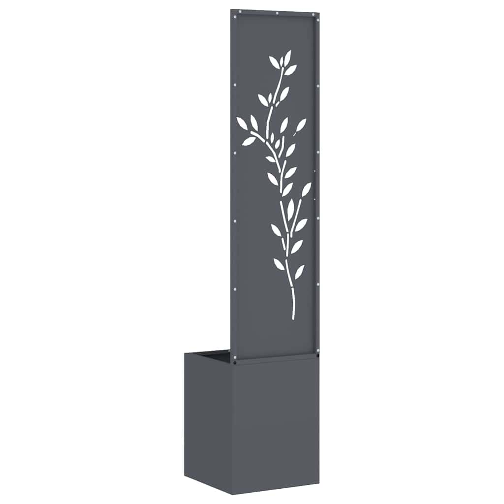 Hageprivat skjerm Blomster Antrasitt 32 x 140 cm Kaldvalsestål