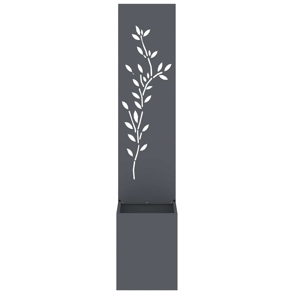 Hageprivat skjerm Blomster Antrasitt 32 x 140 cm Kaldvalsestål