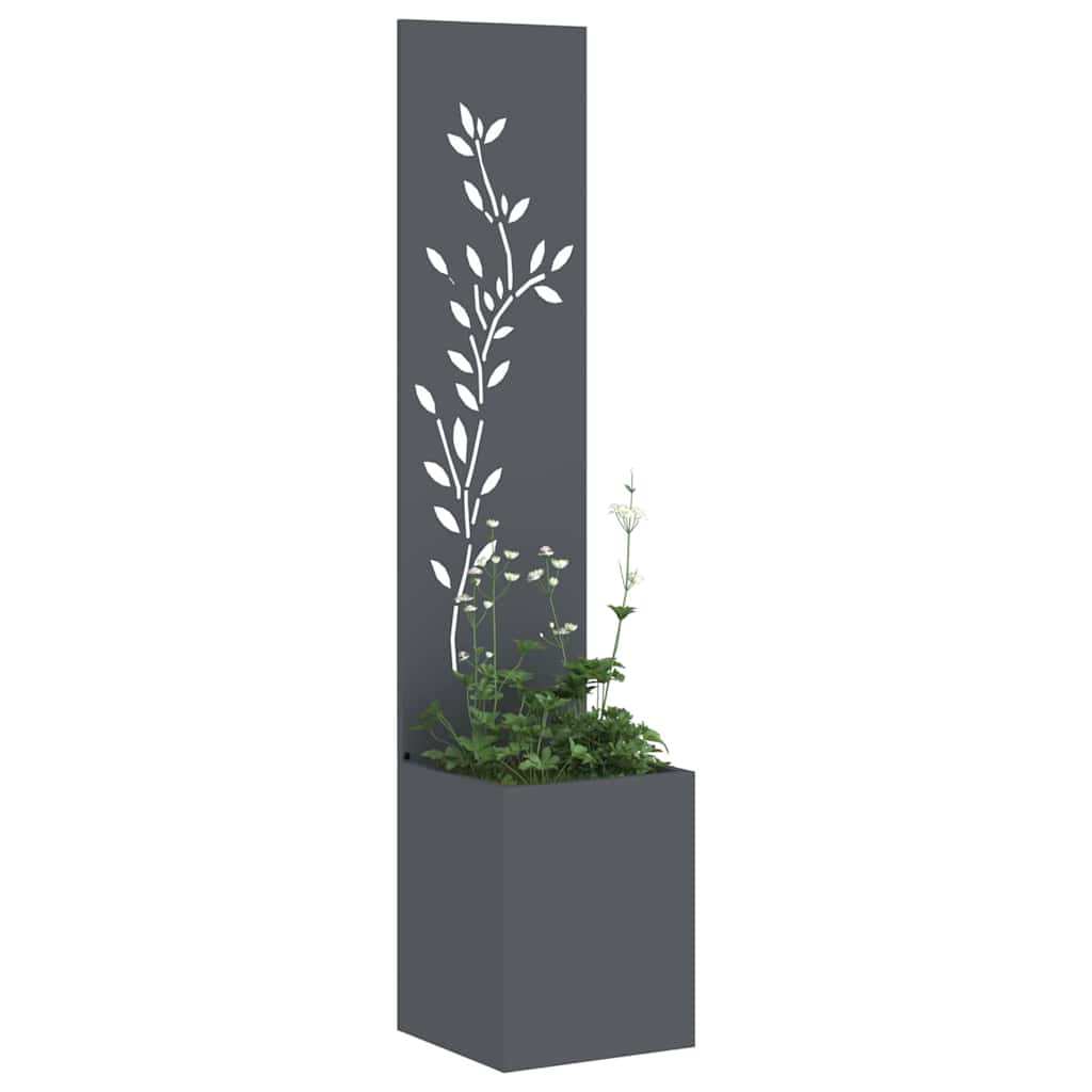 Hageprivat skjerm Blomster Antrasitt 32 x 140 cm Kaldvalsestål