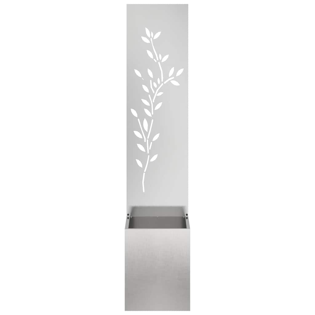 Hageprivat skjerm Blomster Sølv 32 x 140 cm Rustfritt stål