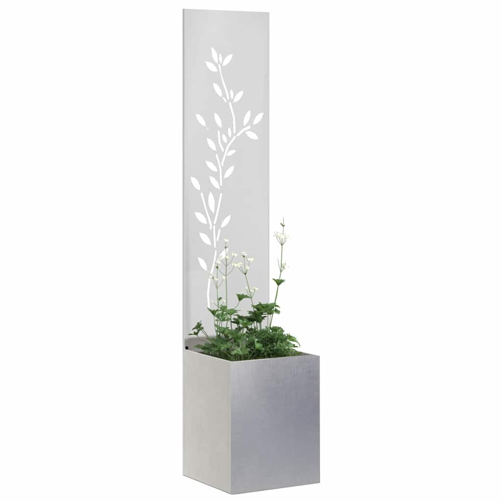 Hageprivat skjerm Blomster Sølv 32 x 140 cm Rustfritt stål