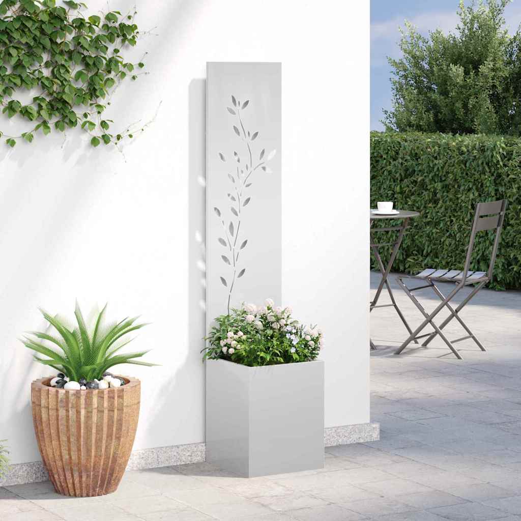 Hageprivat skjerm Blomster sølv 32 x 140 cm Galvanisert stål