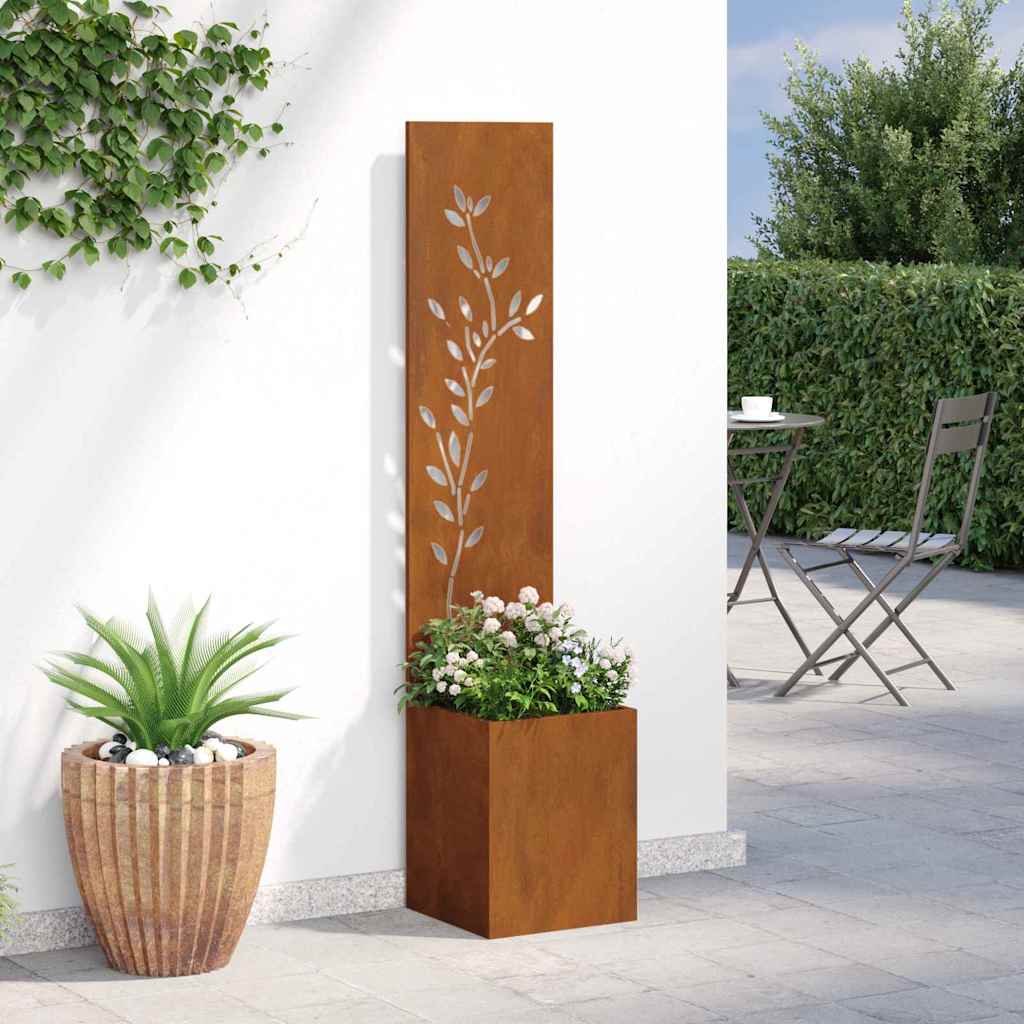Hageprivat skjerm Blomster Rusten 32 x 140 cm Cortenstål
