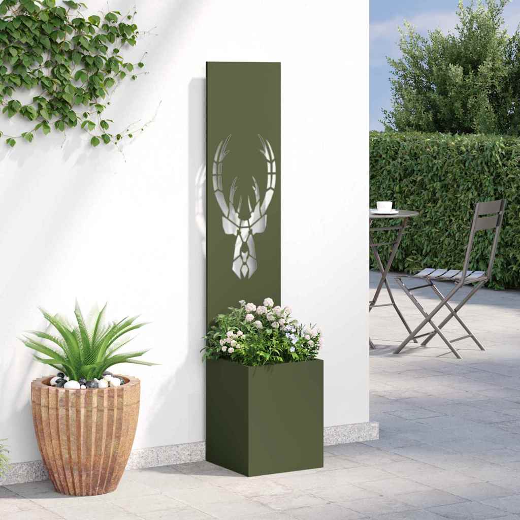Hageprivat skjerm Olivengrønn 32 x 140 cm Kaldvalsestål