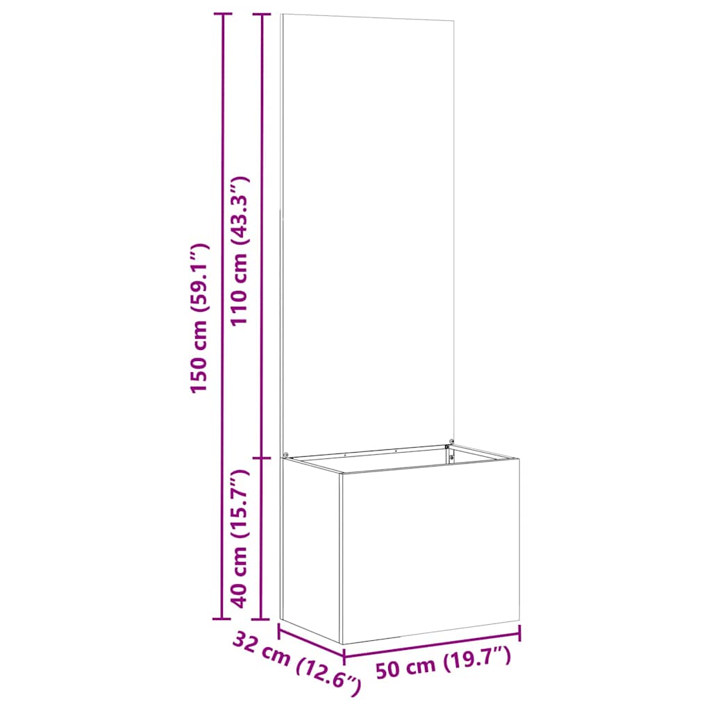Hagekrukke med Dekorativ Panelet Antrasitt 50 x 140 cm