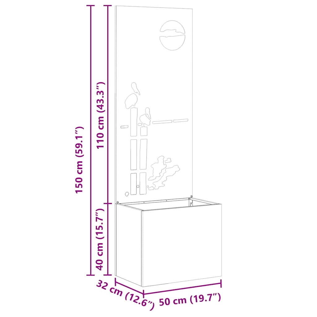 Hagekrukke med Dekorativ Panelet Antrasitt 50 x 140 cm