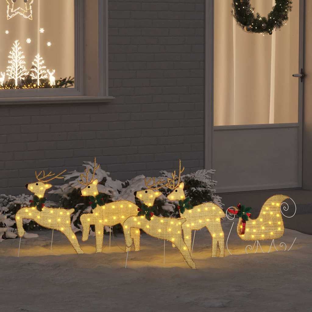 LED Reinsdyr 5 pcs Gull stoff