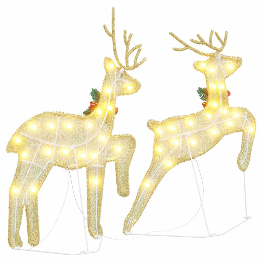 LED Reinsdyr 2 pcs Varmhvit 45 x 19 x 65 cm stoff