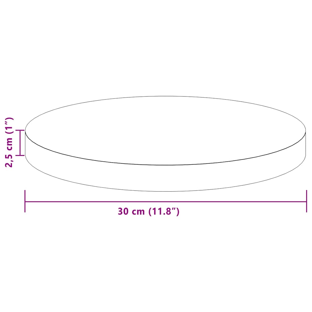 Bordplate Annet Lysebrun Ø 30 x 2.5 cm Solid eik