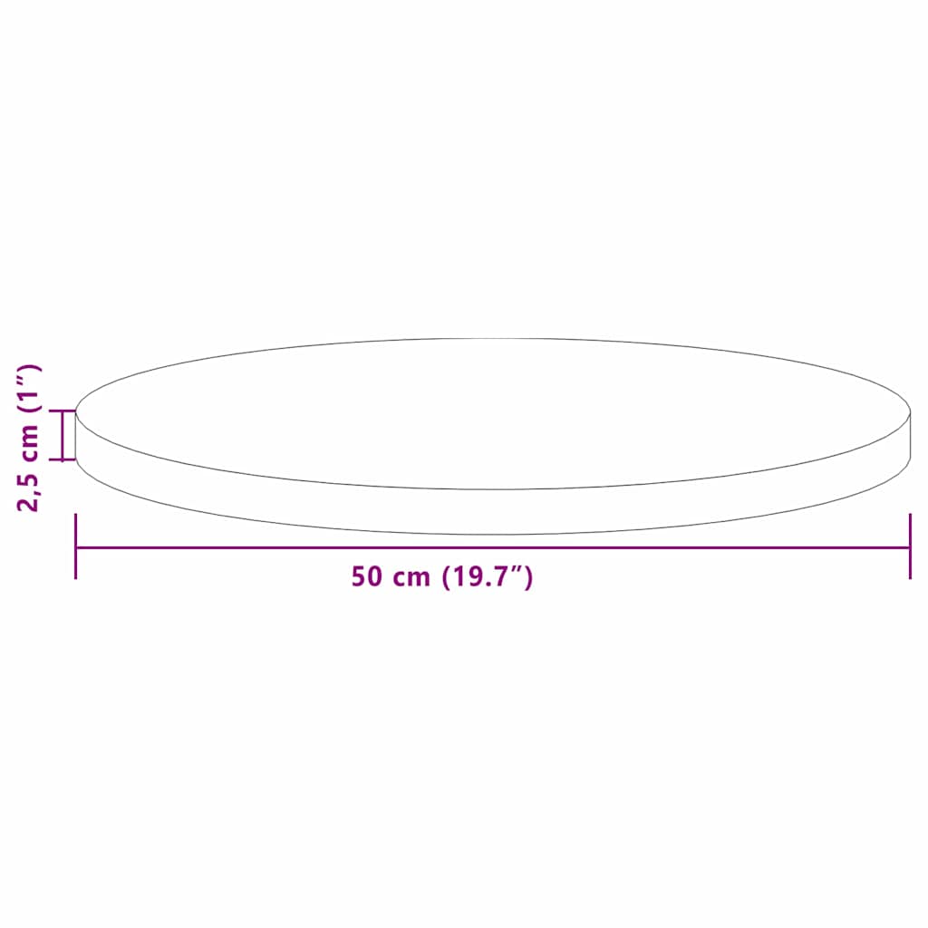 Bordplate Annet Mørkebrun Ø 50 x 2.5 cm Solid eik