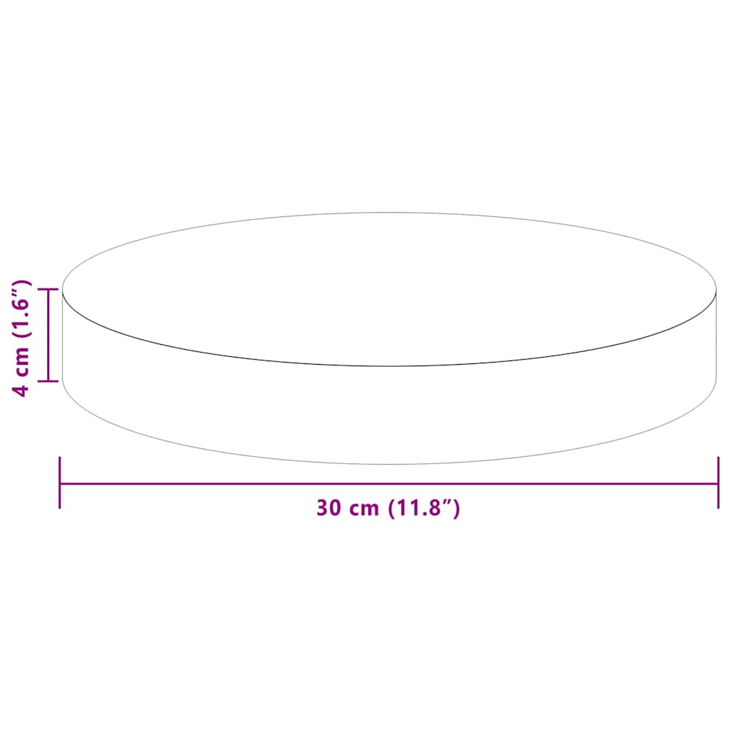 Bordplate Annet Lysebrun Ø 30 x 4 cm Solid eik