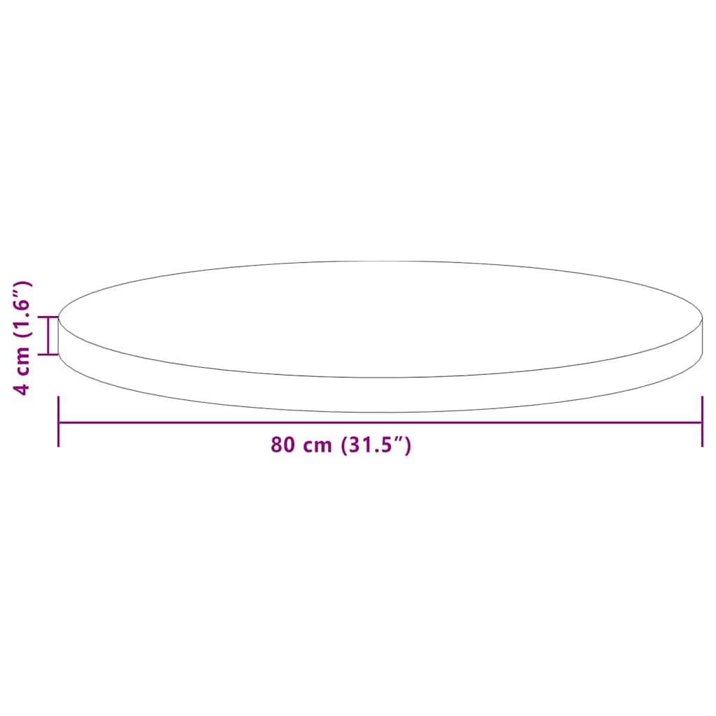 Bordplate Annet Lysebrun Ø 80 x 4 cm Solid eik
