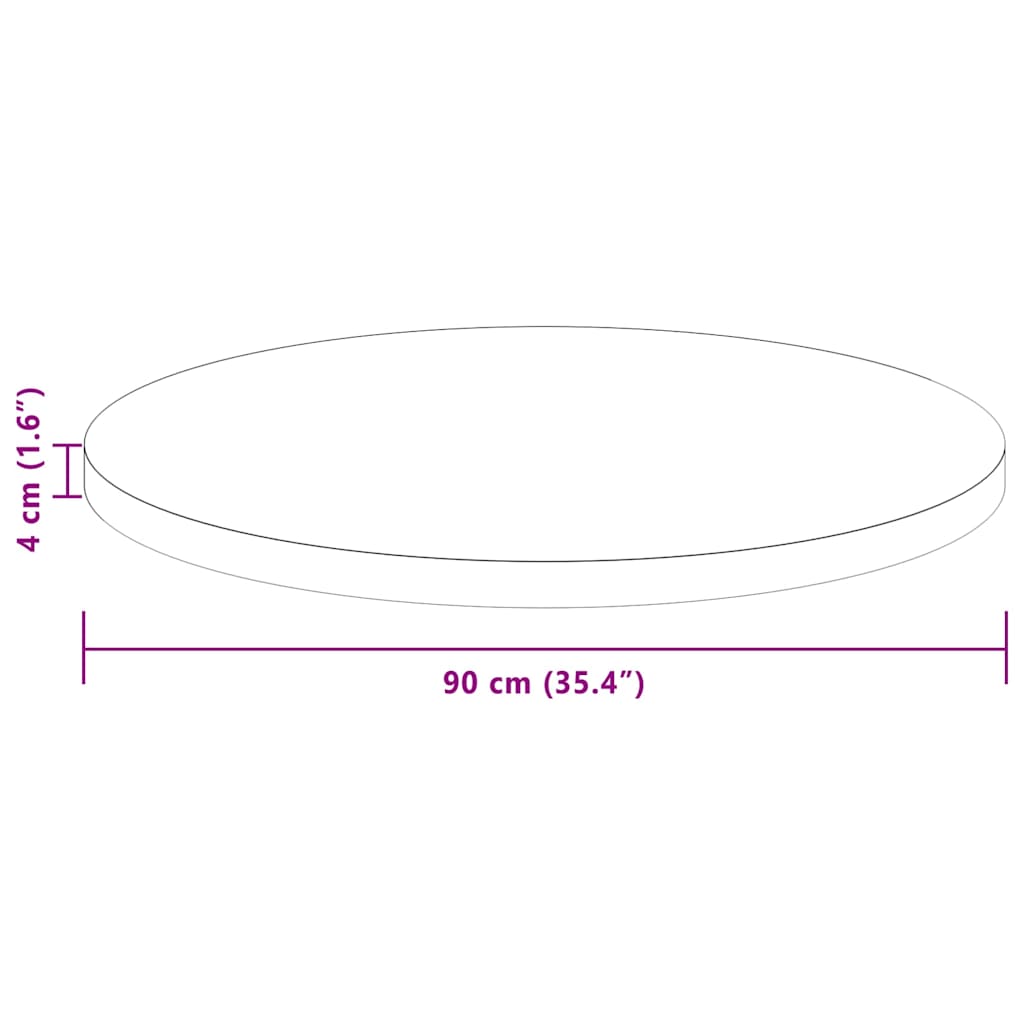 Bordplate Annet Lysebrun Ø 90 x 4 cm Solid eik