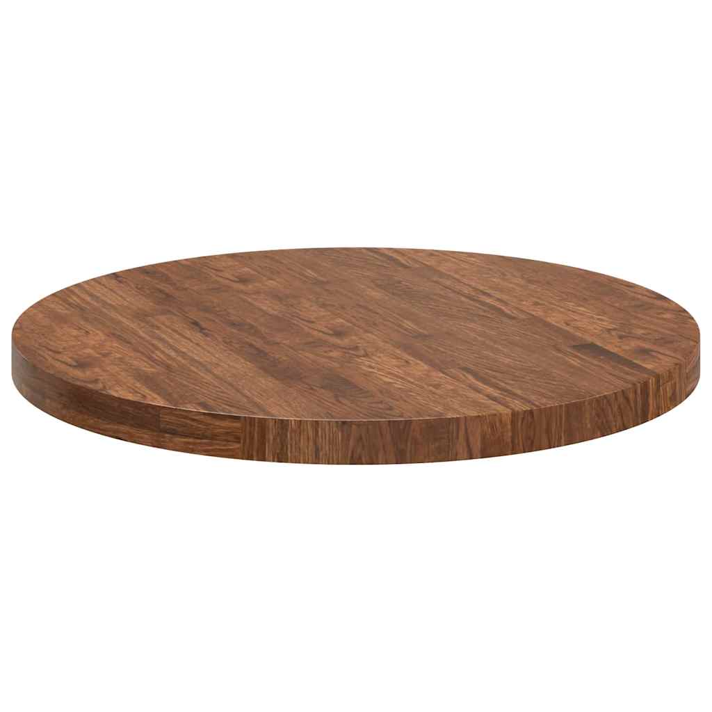 Bordplate Annet Mørkebrun Ø 70 x 4 cm Solid eik