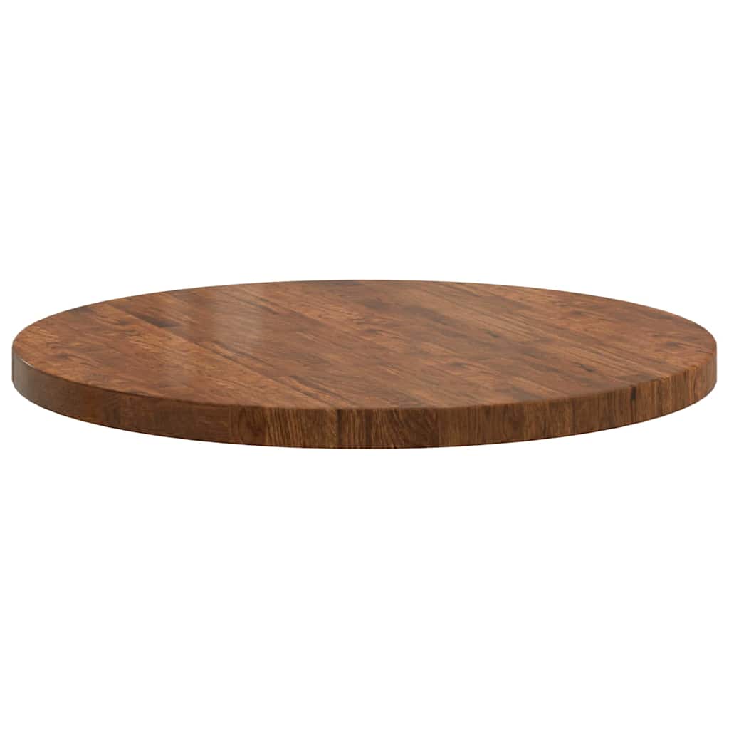 Bordplate Annet Mørkebrun Ø 80 x 4 cm Solid eik