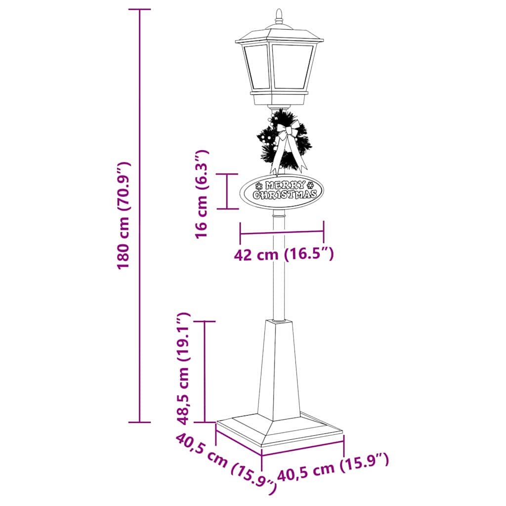 Julegatelampe med lanterne med 9 LED Rød 40.5x40.5x180cm Metall