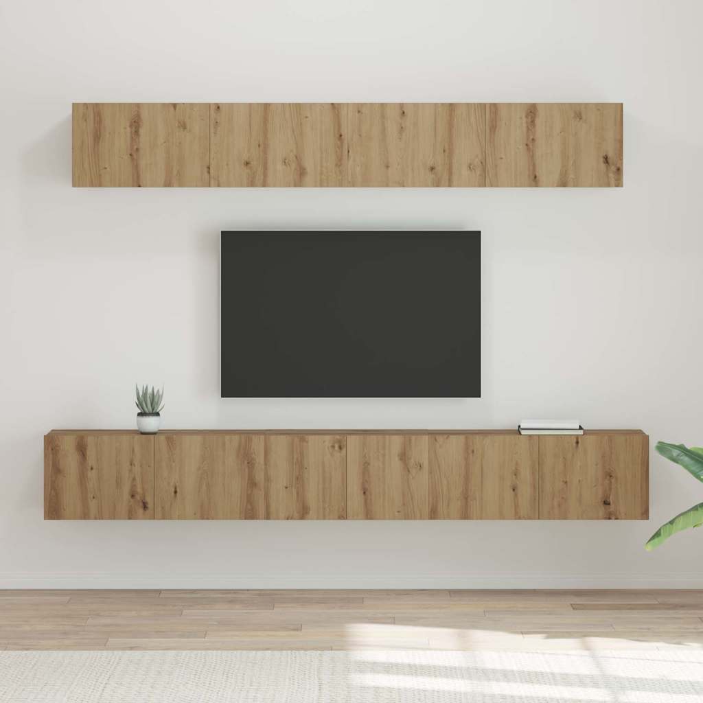 TV-benk sett med hylle 5 pcs artisan eik 80 x 30 x 30 cm Medium