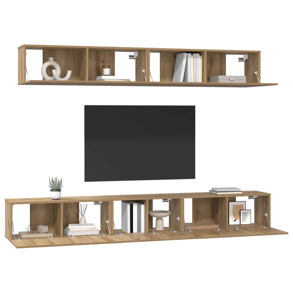 TV-benk sett med hylle 5 pcs artisan eik 80 x 30 x 30 cm Medium