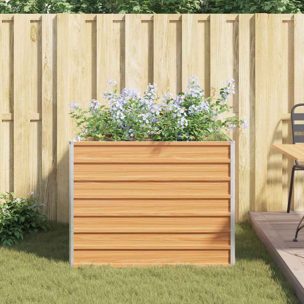 Høybed Lys Brun 100 x 100 x 77 cm Galvanisert Stål