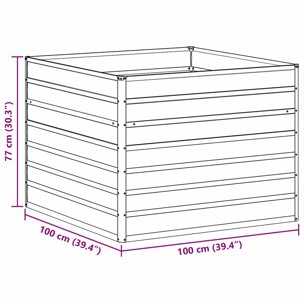 Høybed Lys Brun 100 x 100 x 77 cm Galvanisert Stål