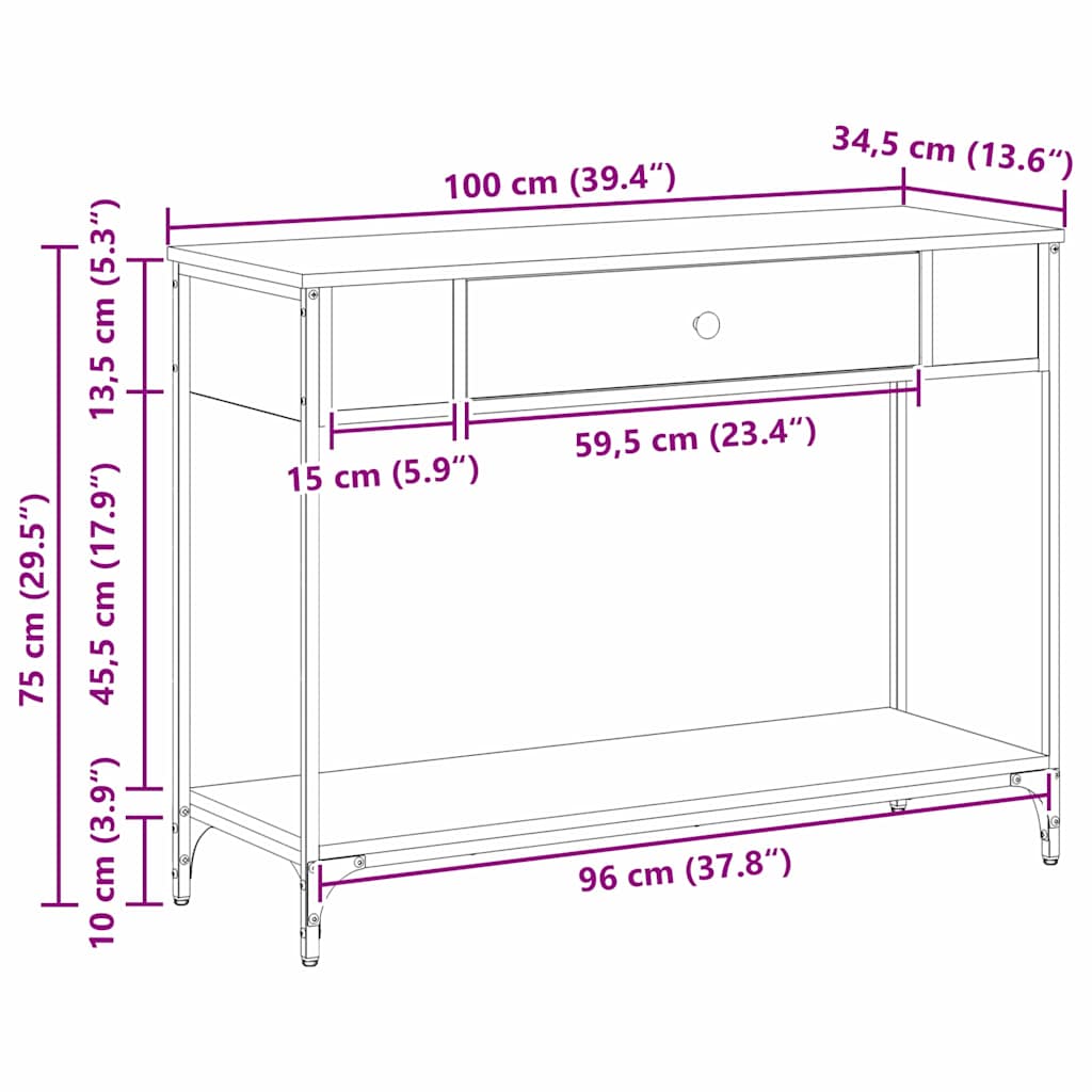 Konsollbord Other Svart eik 100 x 34.5 x 75 cm Konstruert tre