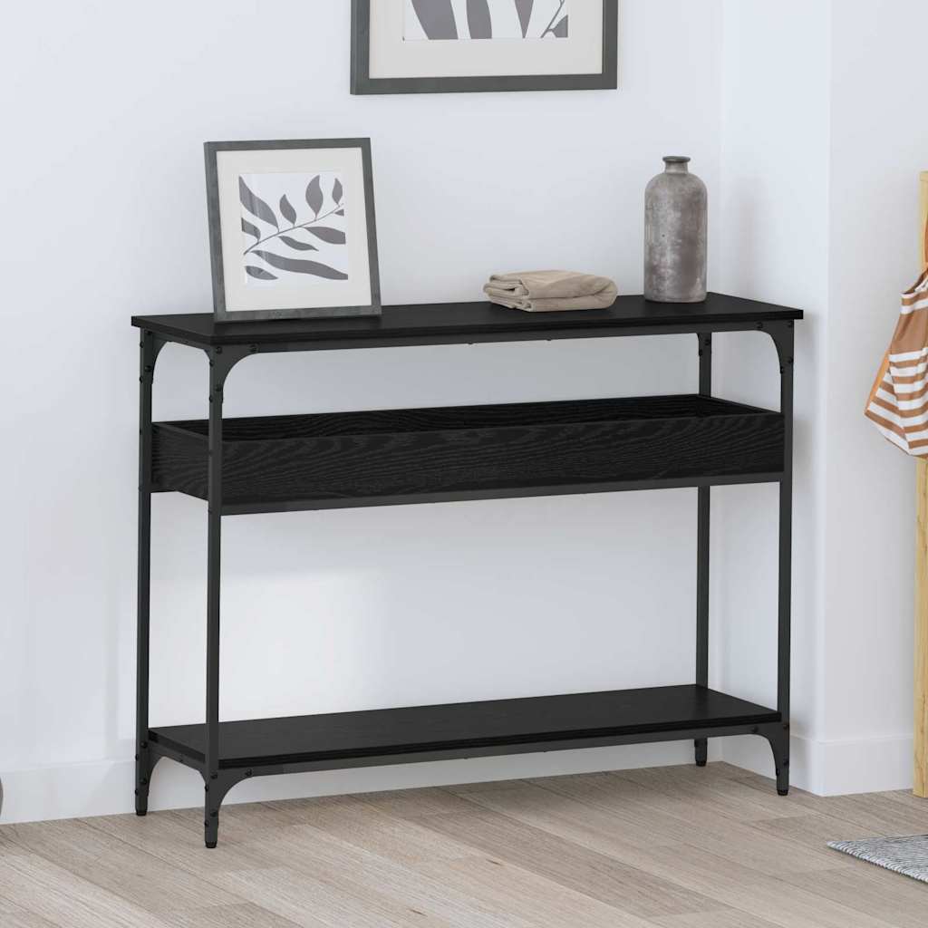 Konsollbord med hylle Svart eik 100 x 29 x 75 cm Konstruert tre