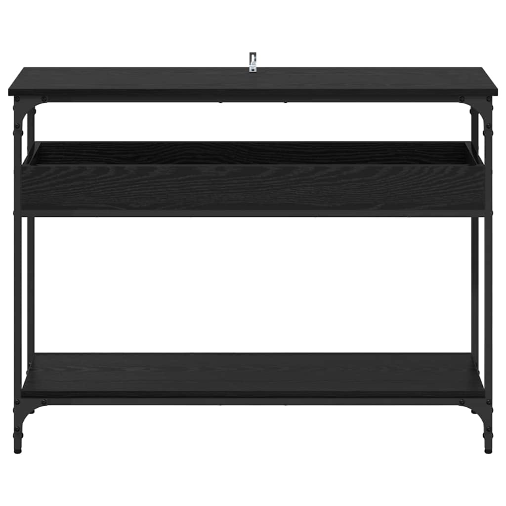 Konsollbord med hylle Svart eik 100 x 29 x 75 cm Konstruert tre