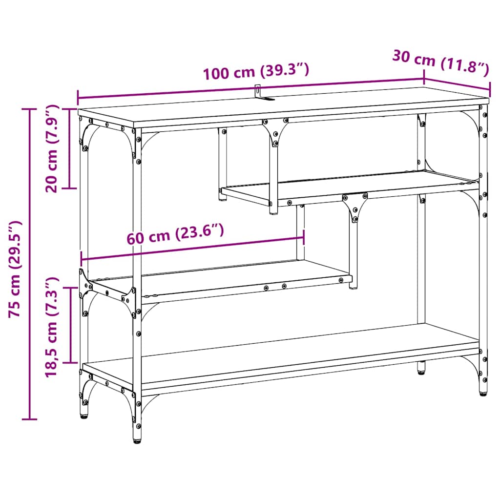 Konsollbord Gammelt tre 100 x 30 x 75 cm Konstruert tre