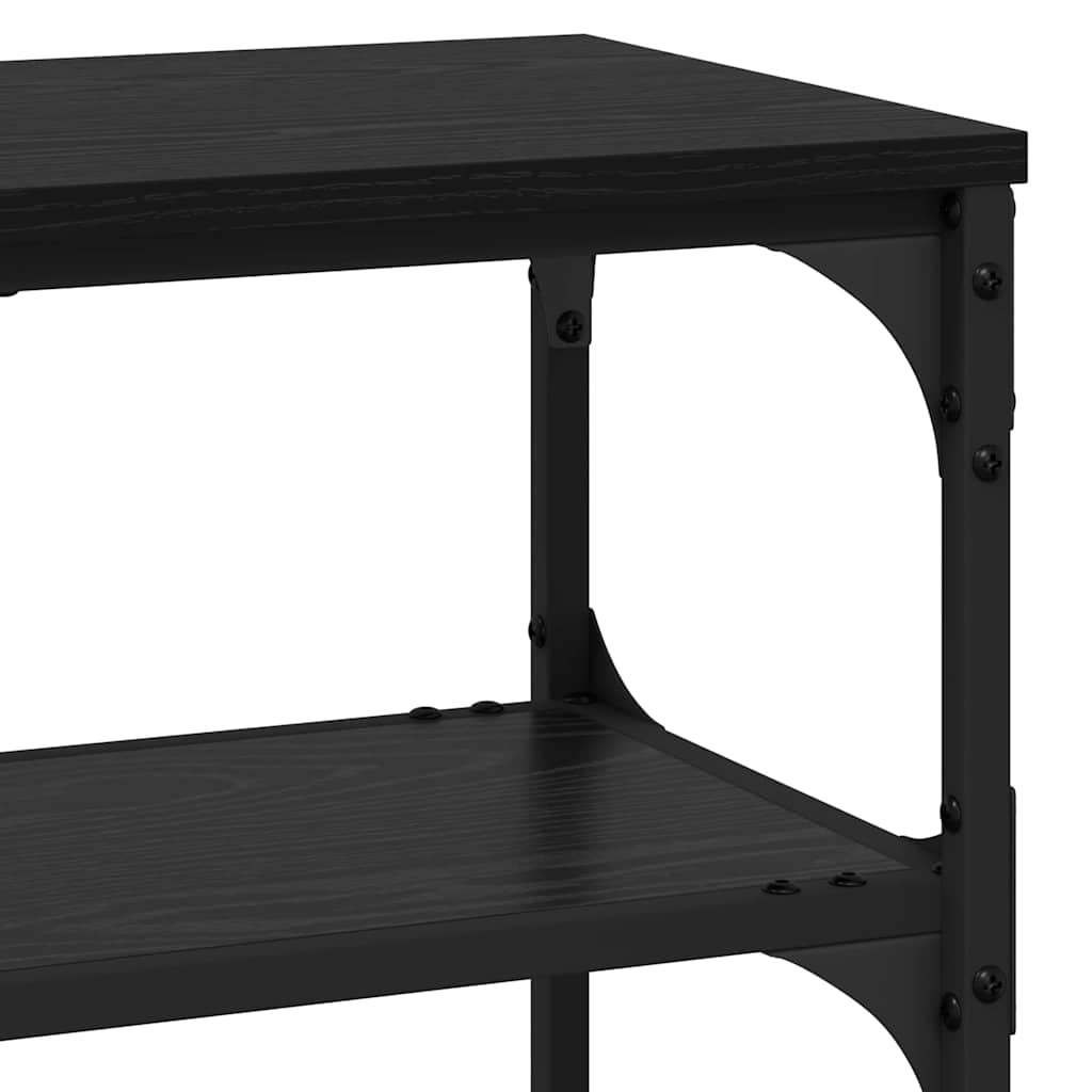 Konsollbord med hylle Svart eik 100 x 30 x 75 cm Konstruert tre