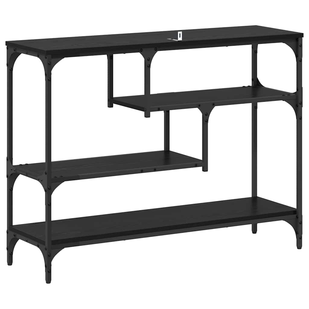 Konsollbord med hylle Svart eik 100 x 30 x 75 cm Konstruert tre