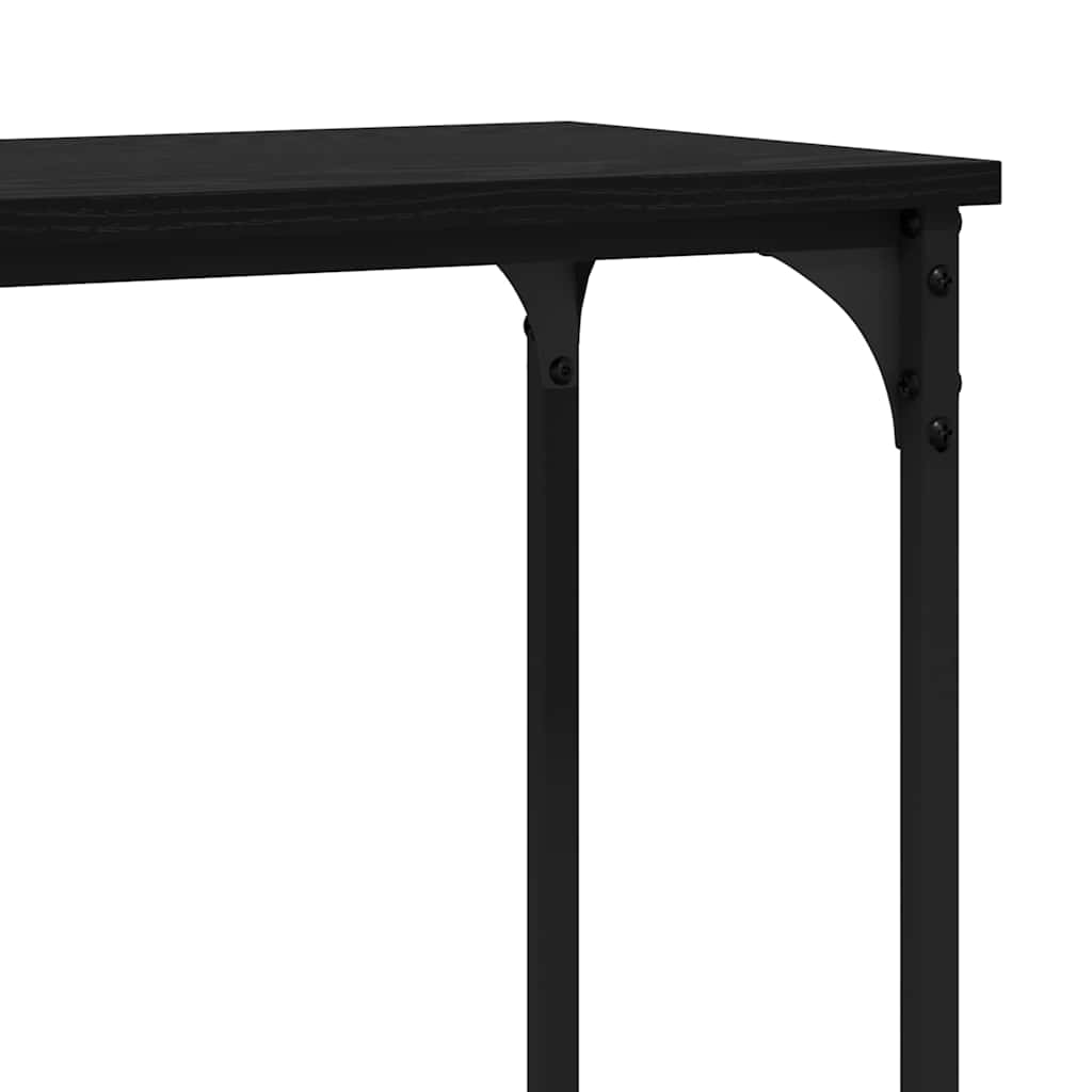 Konsollbord med hylle Svart eik 160 x 29 x 80 cm Konstruert tre