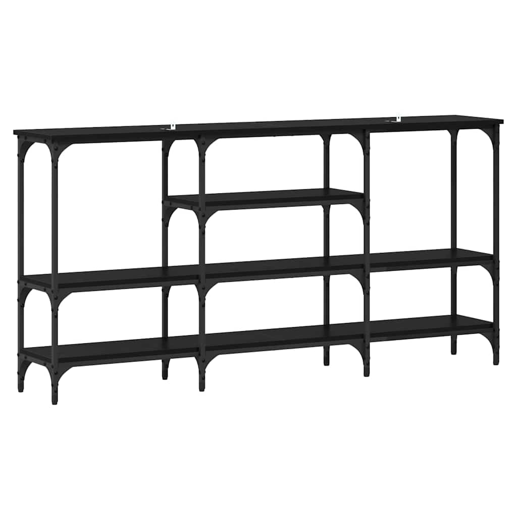 Konsollbord med hylle Svart eik 160 x 29 x 80 cm Konstruert tre