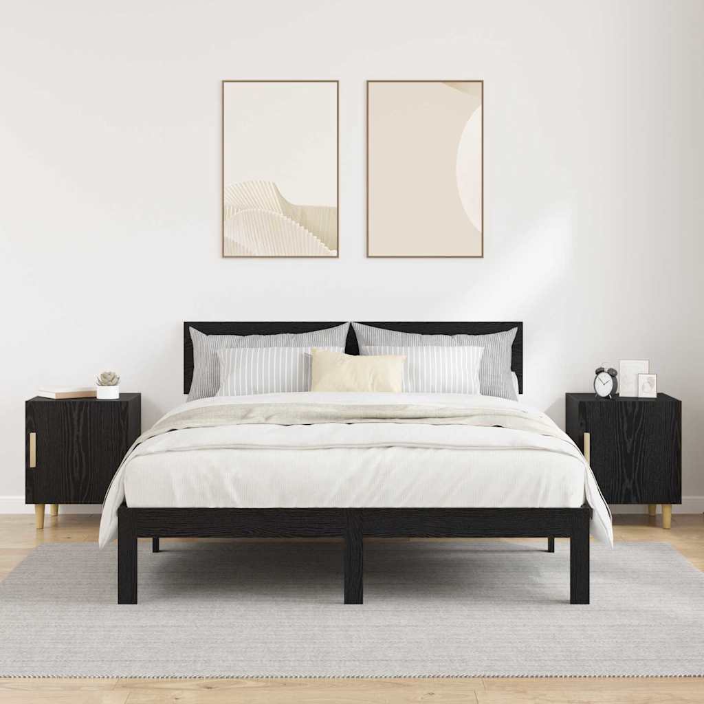 Nattbordskap 2 pcs Svart Eik 40 x 40 x 50 cm Konstruert tre