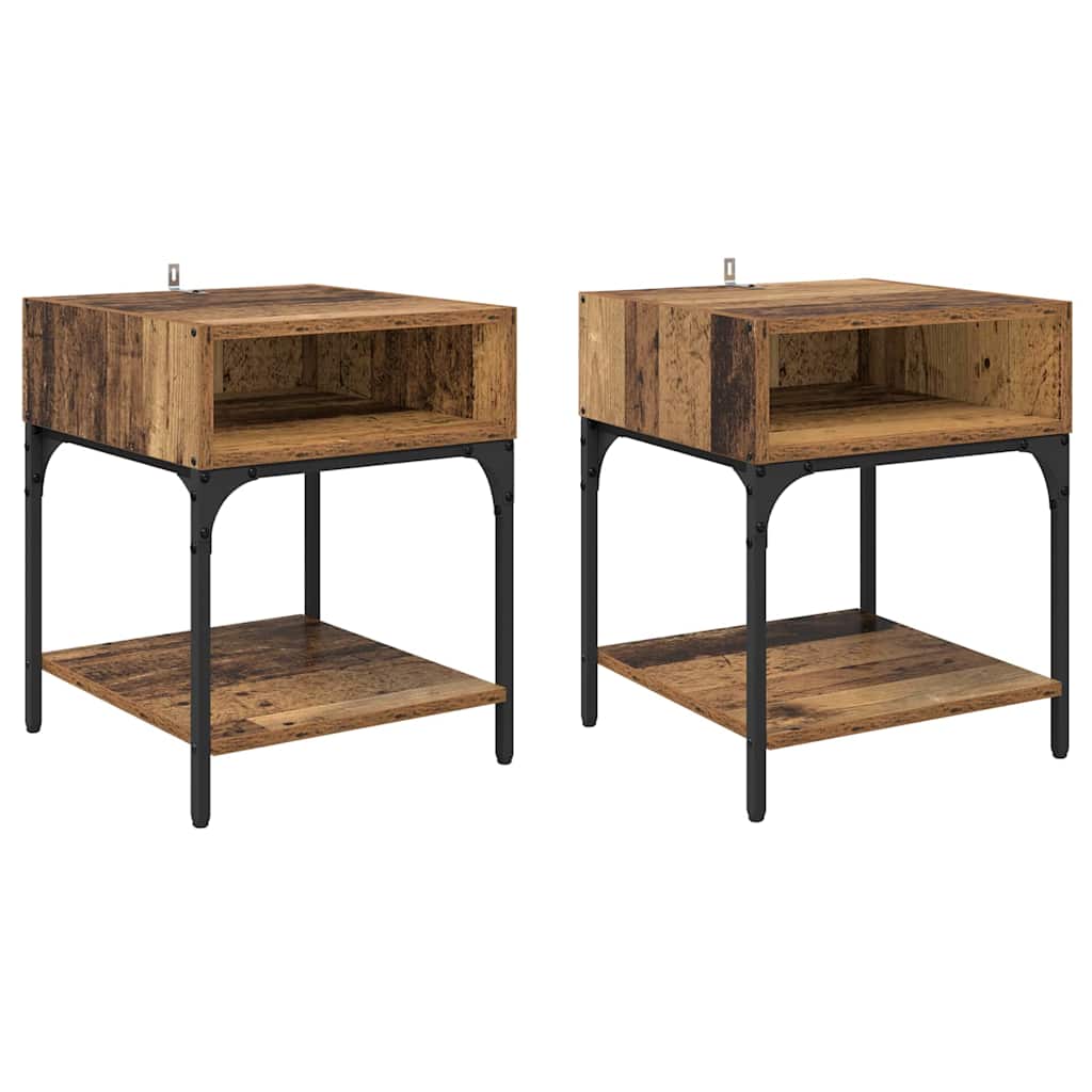 Nattbord 2 pcs Gammelt tre 40 x 40 x 50 cm Konstruert tre