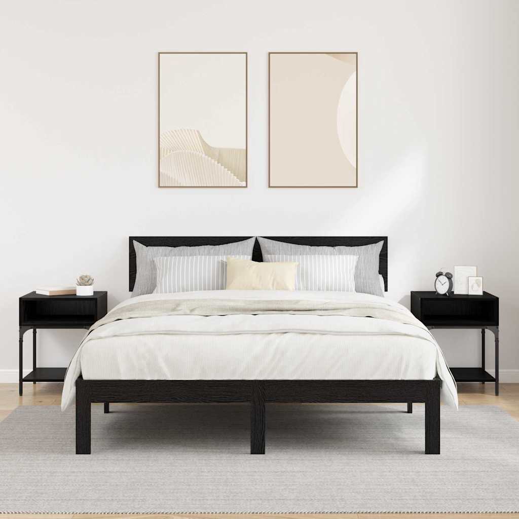 Nattbord 2 pcs Svart eik 40 x 40 x 50 cm Konstruert tre