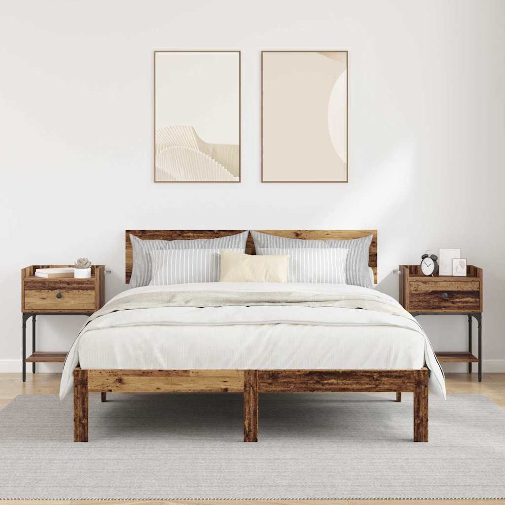 Nattbord 2 pcs Gammelt tre 40 x 29 x 60 cm Konstruert tre