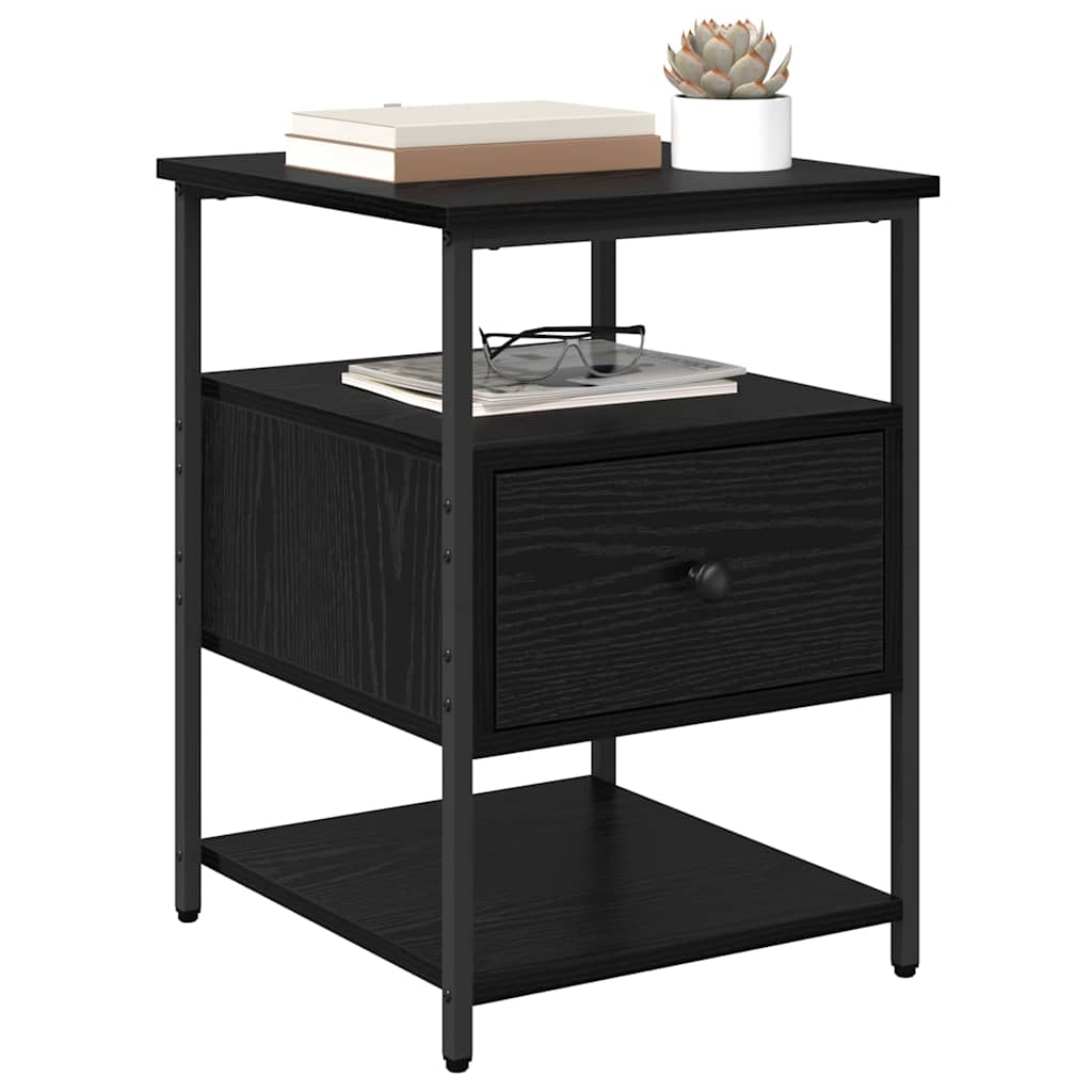 Nattbordskap med skuff Svart eik 40 x 42 x 56 cm Konstruert tre