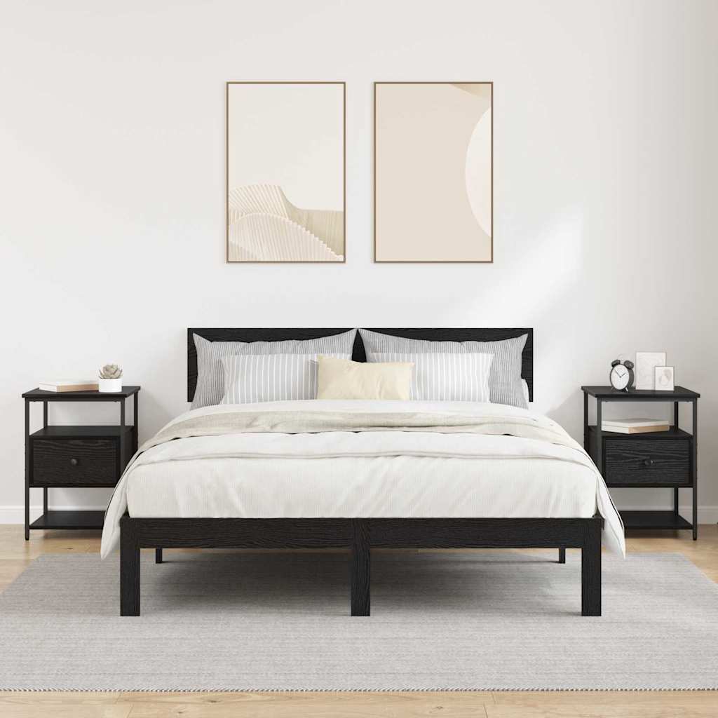 Nattbordskap 2 pcs Svart eik 40 x 42 x 56 cm Konstruert tre