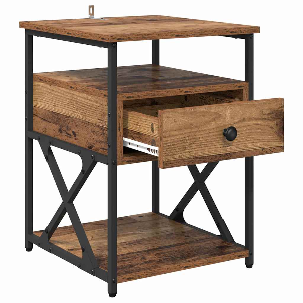 Nattbordskap 2 pcs Gammelt tre 40 x 42 x 55 cm Konstruert tre