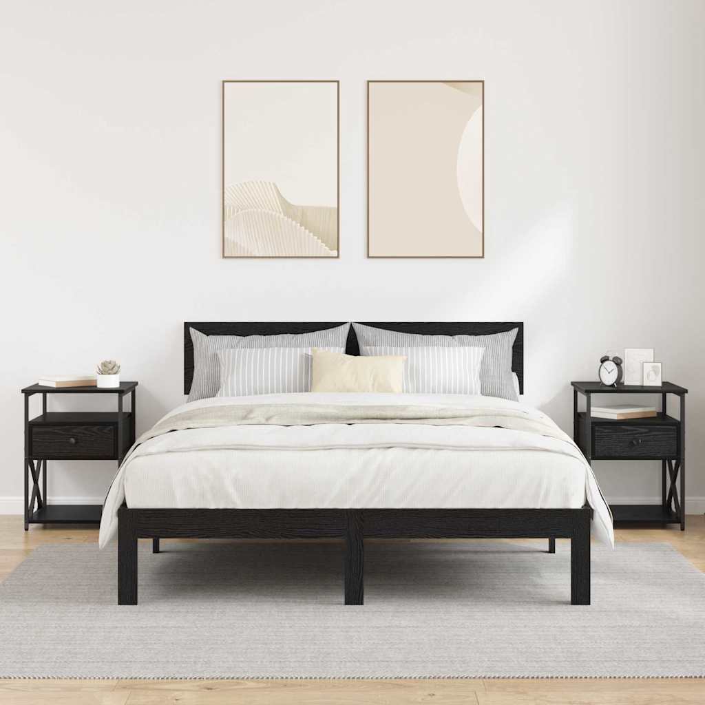 Nattbordskap 2 pcs Svart eik 40 x 42 x 55 cm Konstruert tre