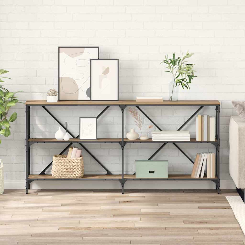 Konsollbord med hylle med lagring Artisan Eik 160 x 30 x 75 cm