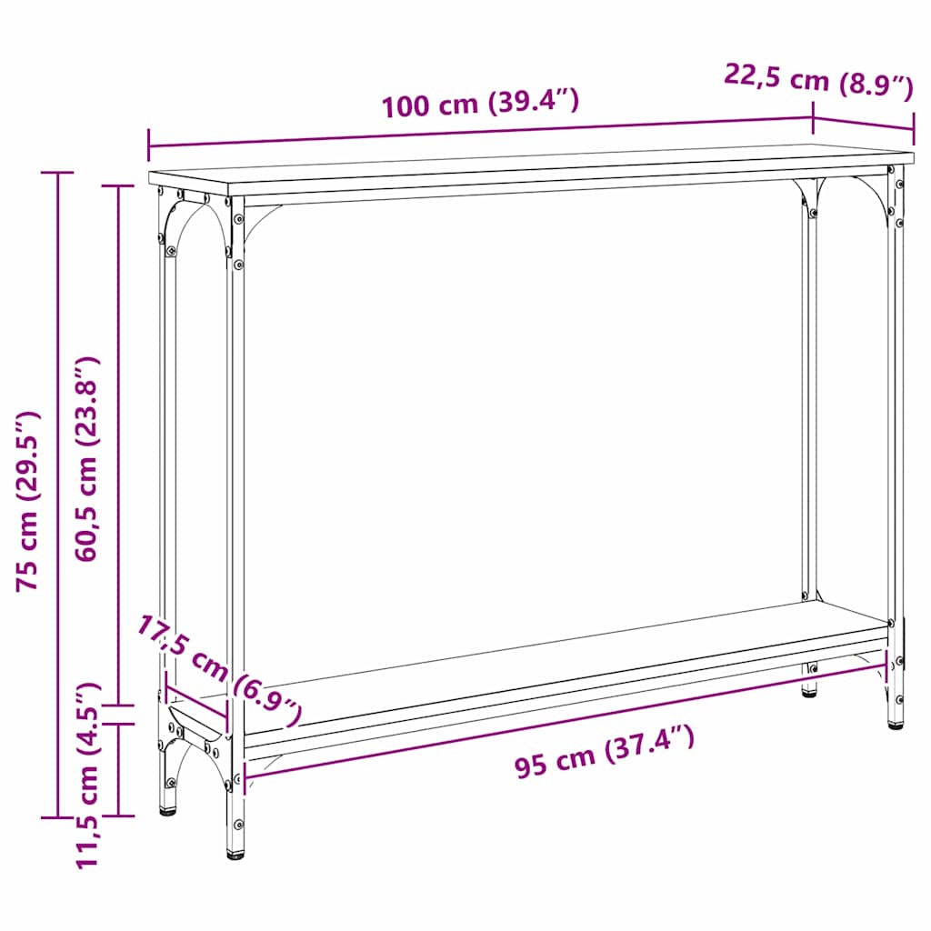 Konsollbord Artisan Eik 102 x 23 x 15.5 cm Konstruert tre