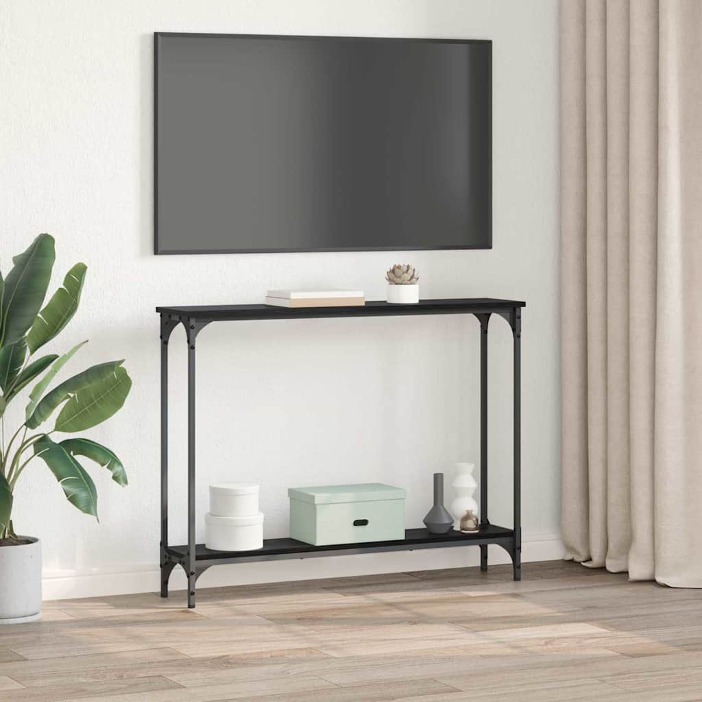 Konsollbord Svart Eik 102 x 23 x 15.5 cm Konstruert tre