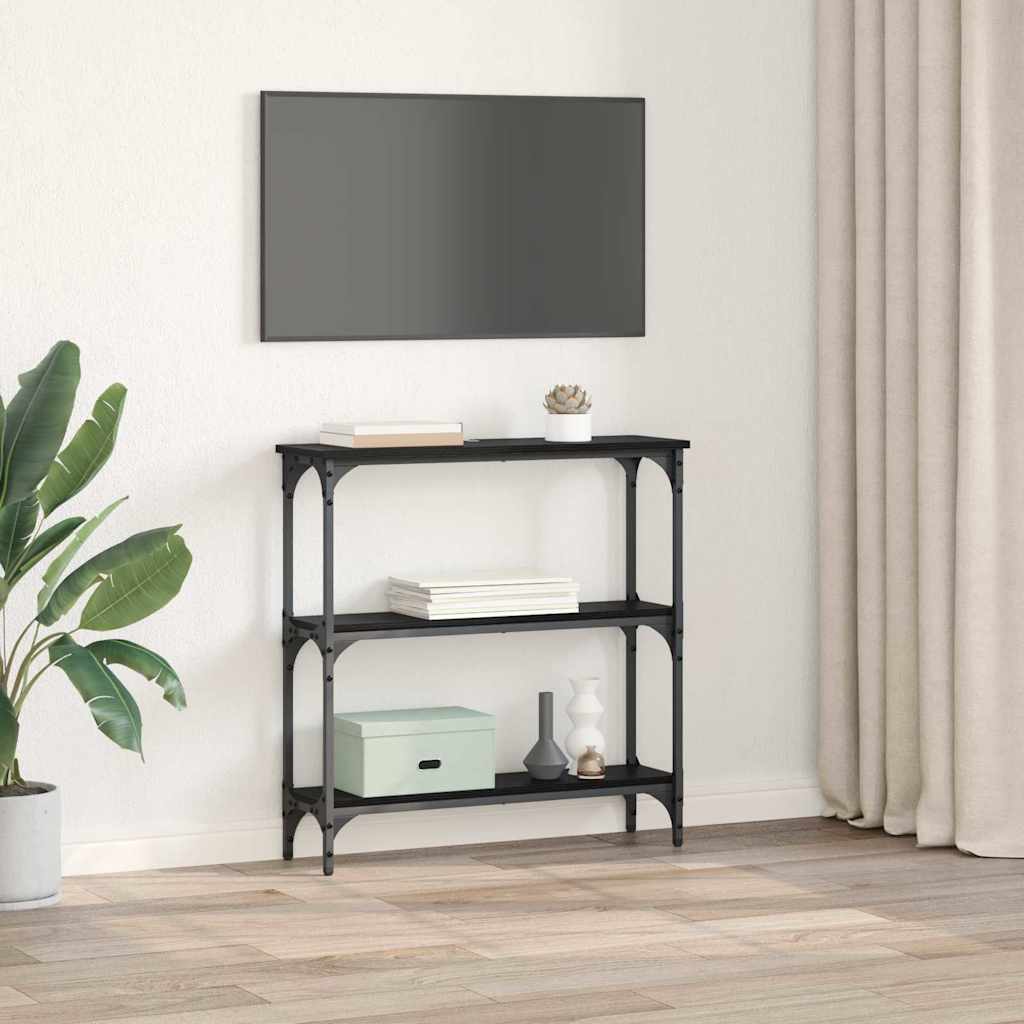 Konsollbord Svart eik 75 x 22.5 x 75 cm Ingeniørtre og Metall