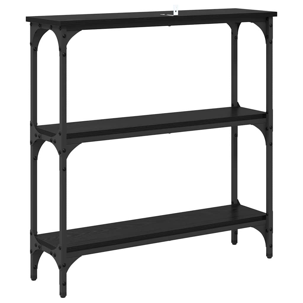 Konsollbord Svart eik 75 x 22.5 x 75 cm Ingeniørtre og Metall